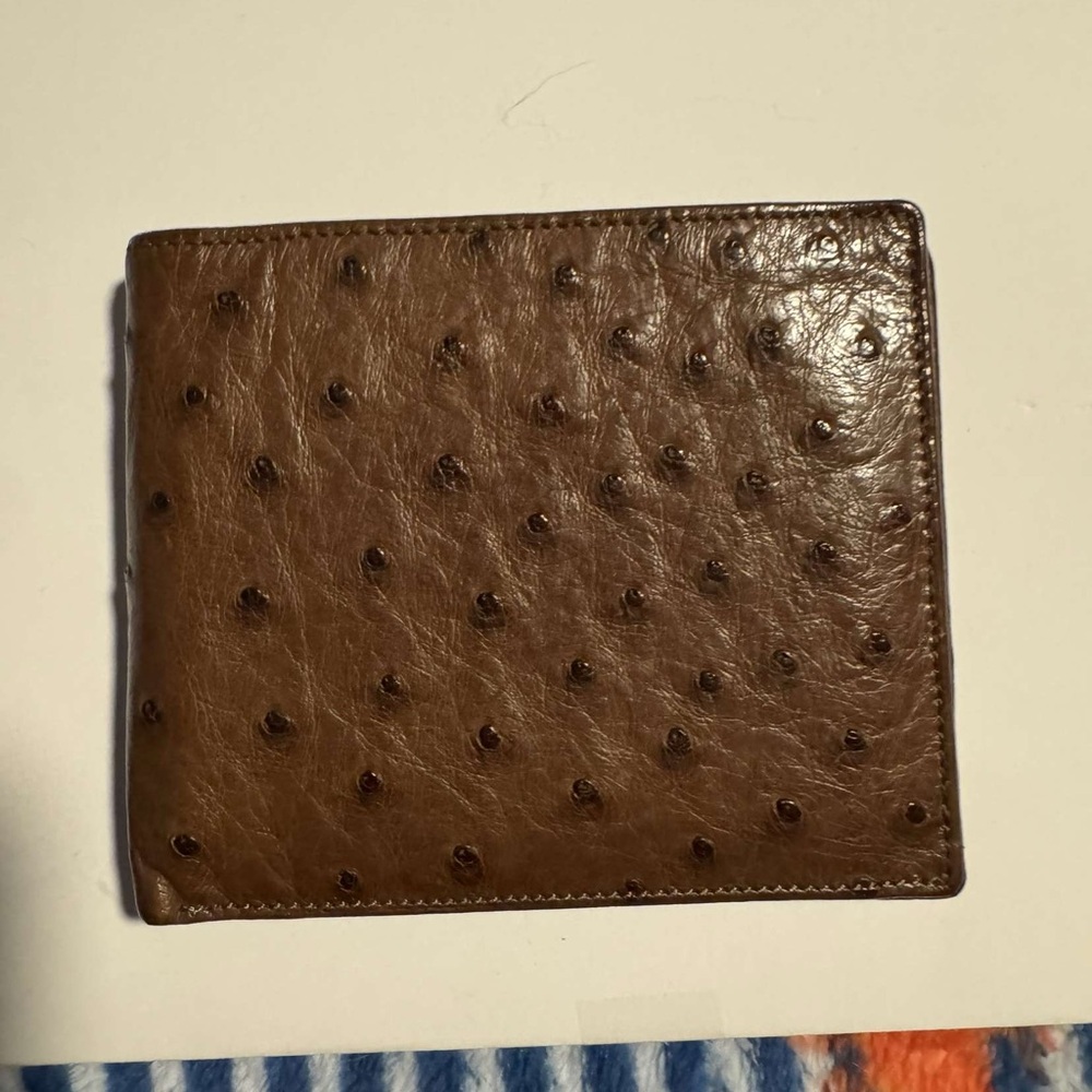 Authentic Moreschi ostrich bifold wallet.